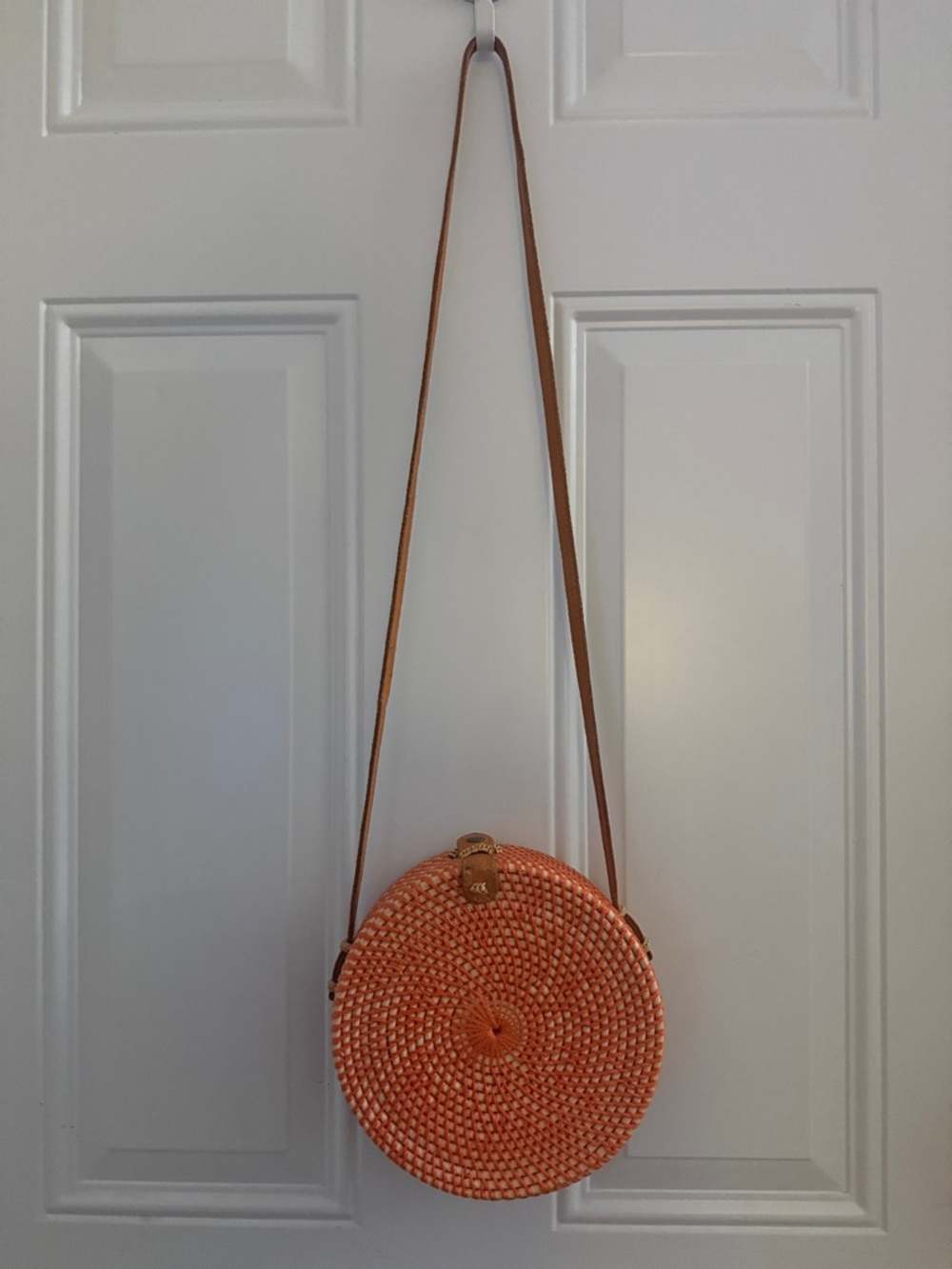 Round Orange Woven Crossbody Bag - Unbranded